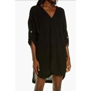 Seafolly Essential Cover Up Dress Womens Small DoubleCloth Tunic Pockets New